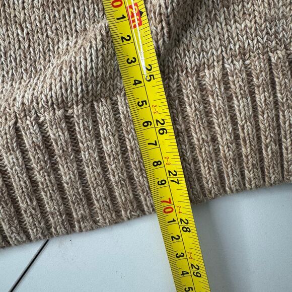 Ralph Lauren Chaps Sweater Mens Large Tan Henley Mock Neck Elbow Patch Knit - Picture 7 of 7